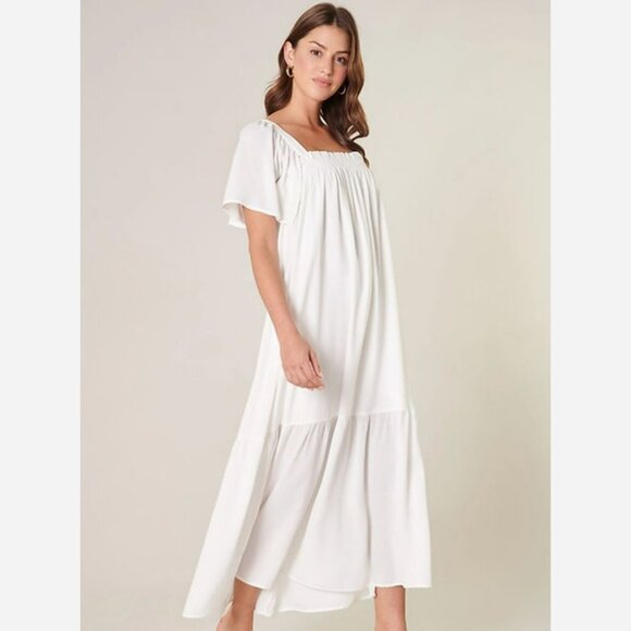 Island Vacay White Flutter Sleeve Midi Dress - Picture 3 of 10